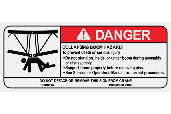 Danger collapsing boom hazard