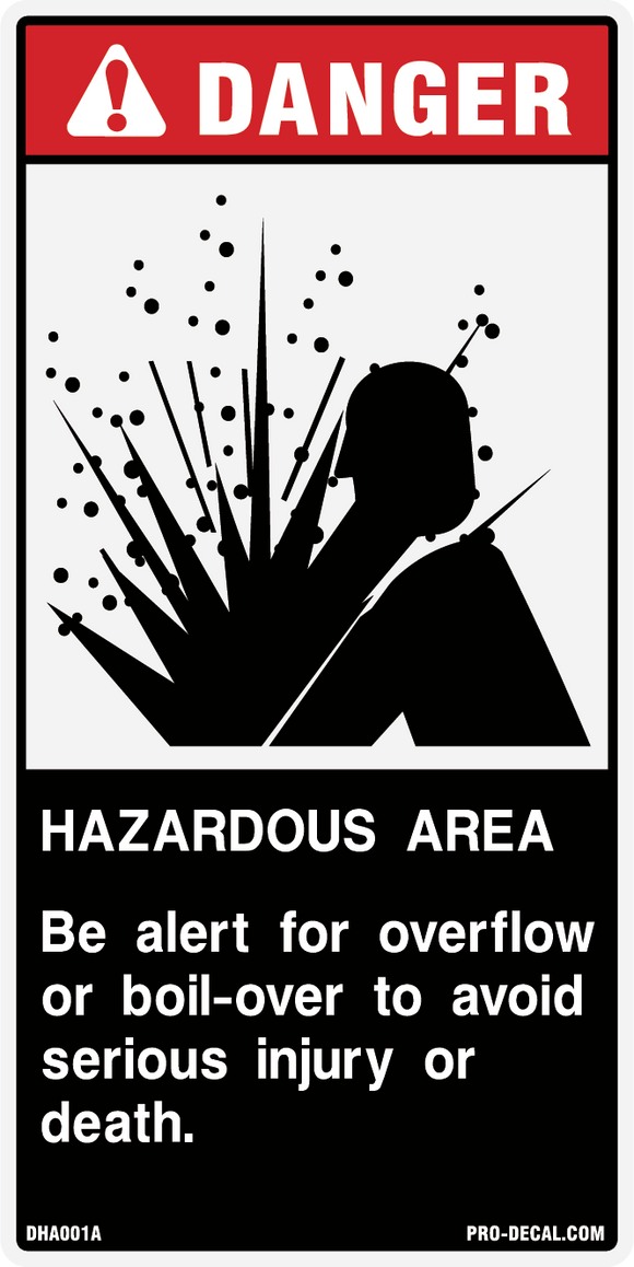 Danger hazardous area safety and warning decal