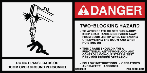 Danger two blocking hazard safety and warning decal label