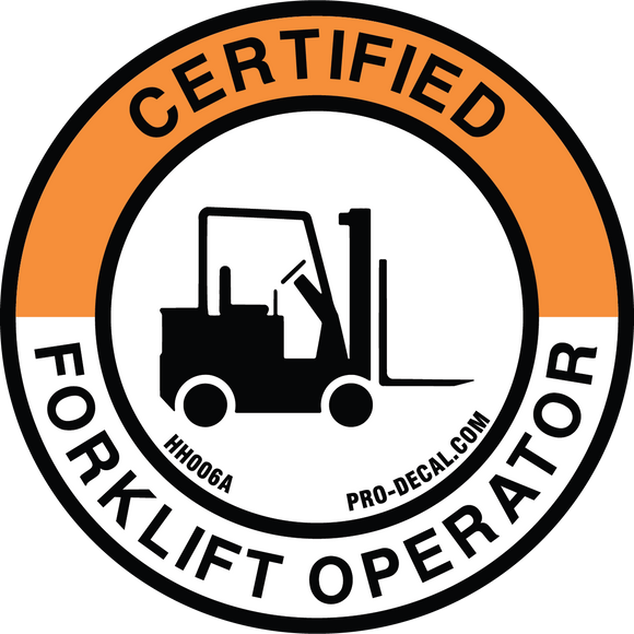 certified forklift operator hard hat decal