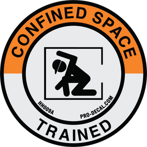 Confined space trained safety and warning hard hat decal