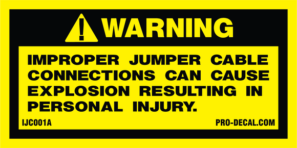 Warning improper jumper cable connections safety and warning decal