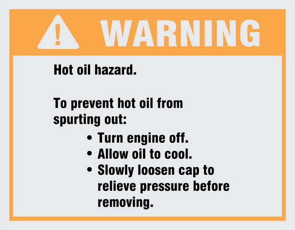 Warning hot oil hazard safety and warning decal