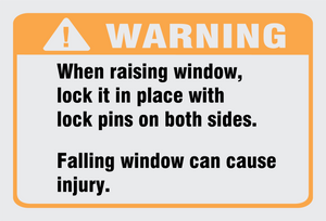 Warning when raising window safety and warning decal