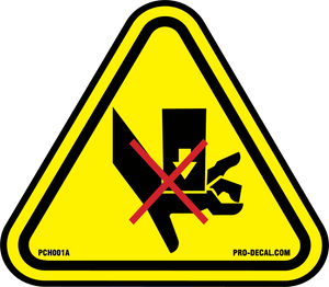Crush hazard safety and warning decal