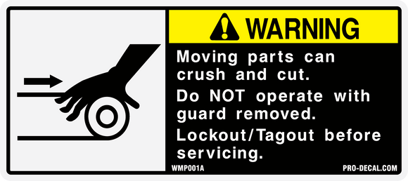 warning moving parts safety and warning decal