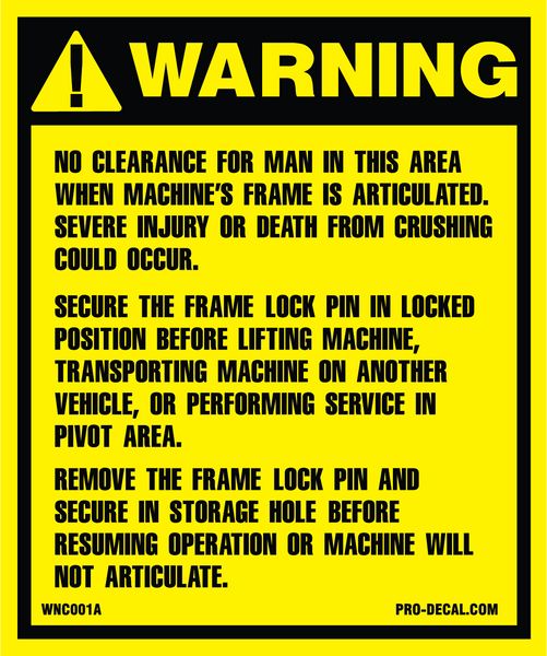 Pro Decal - Warning Decals | Warning No Clearance