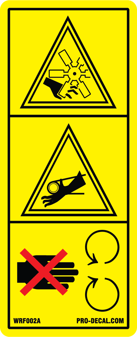 Warning rotating fan pictogram safety and warning decal