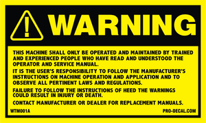 Warning this machine safety and warning decal