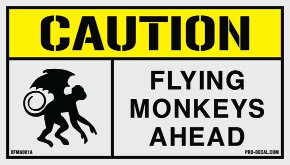 Caution flying monkeys ahead humorous decal